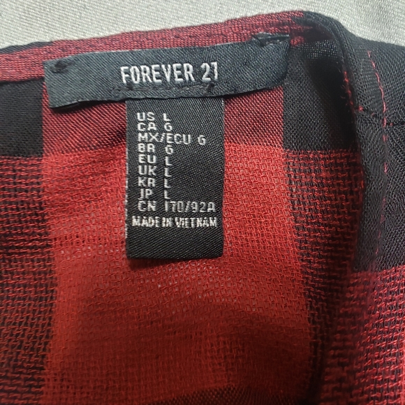 Forever 21 tie up shirt, size large, reddy brown and black - Picture 3 of 4